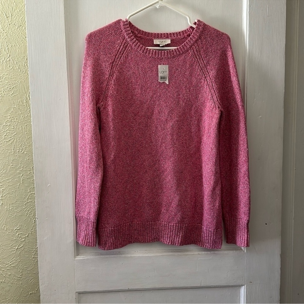 NWT Loft Outlet Pink Long Sleeve Crewneck Pullover Sweater Top